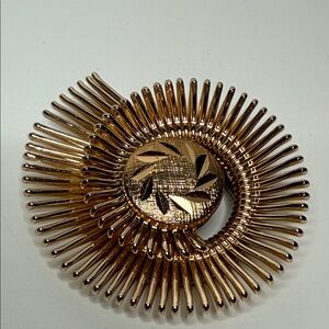 Vintage western Germany signed rose gold tone brutalist dimensional scarf clip